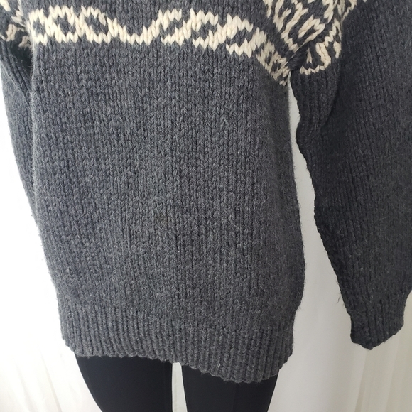 European made wool sweater ski lodge wear gray fairlise medium heavy knit - Picture 3 of 5